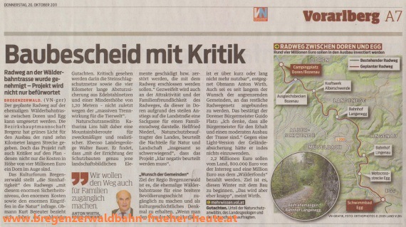 Artikel in den Vorarlberger Nachrichten, Schaufenster Bregenzerwald